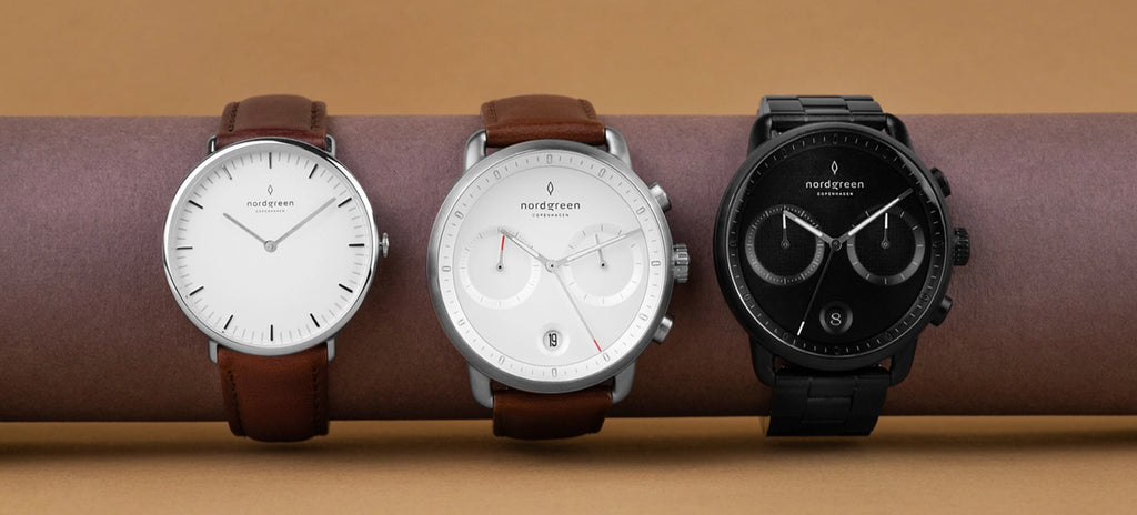 新品 Nordgreen 腕時計 シルバー、グレーレザー