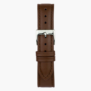 ブラウンレザーウォッチストラップ - シルバー - 40mm/42mm