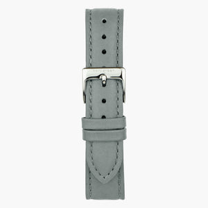 グレーレザーウォッチストラップ - シルバー - 36mm