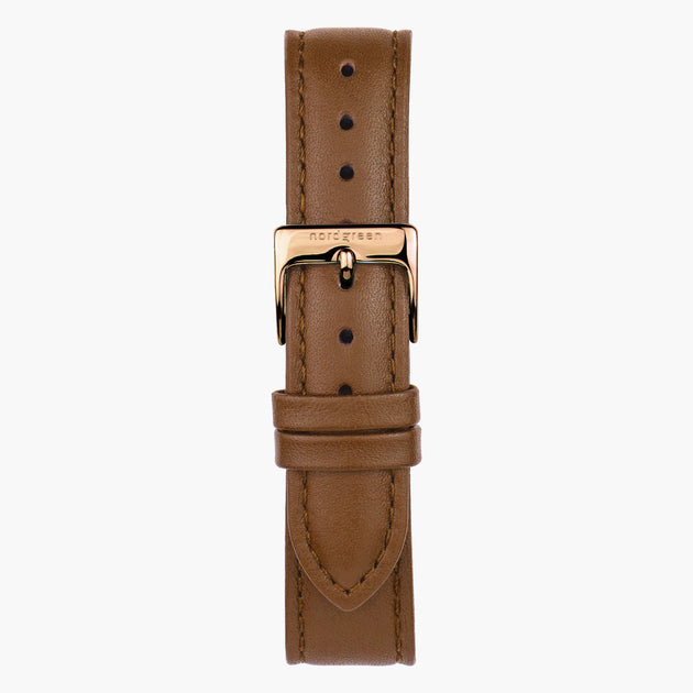 ST14PORGVEBR & 腕時計 茶色 ベルト ヴィーガンレザー ローズゴールド 14mm