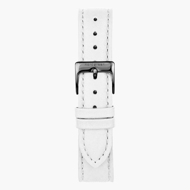 ST16POGMLEWH & 腕時計 ホワイト ベルト レザー ガンメタル 16mm