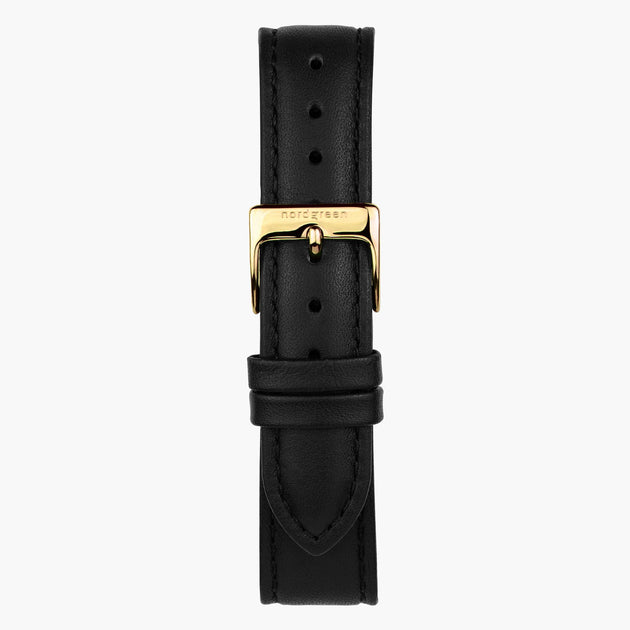 ST18POGOVEBL & 黒 ベルト 時計 ヴィーガンレザー ゴールド 18mm