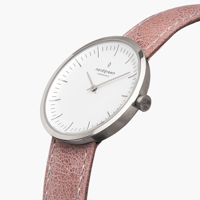 IN32SILEPIXX &ピンクレザーベルトのシルバーステンレス鋼Infinity腕時計・ノードグリーン日本公式サイト