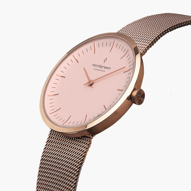 Infinity - ピンクダイヤル腕時計 | ローズゴールドメッシュストラップ