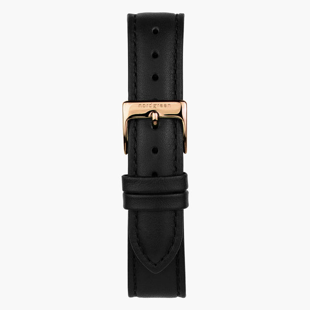 ST18PORGVEBL & 黒 ベルト 時計 ヴィーガンレザー ローズゴールド 18mm