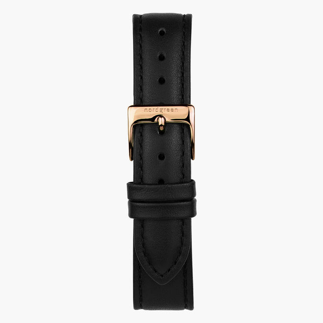 ST16PORGVEBL & 黒 ベルト 時計 ヴィーガンレザー ローズゴールド 16mm