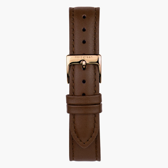ST16PORGVEBR & 腕時計 茶色 ベルト ヴィーガンレザー ローズゴールド 16mm